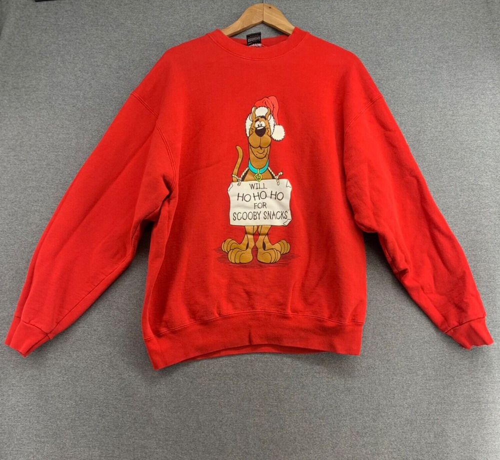 Vintage 1997 Warner Bros Scooby Doo Christmas Sweatshirt Mens Large Red Crewneck